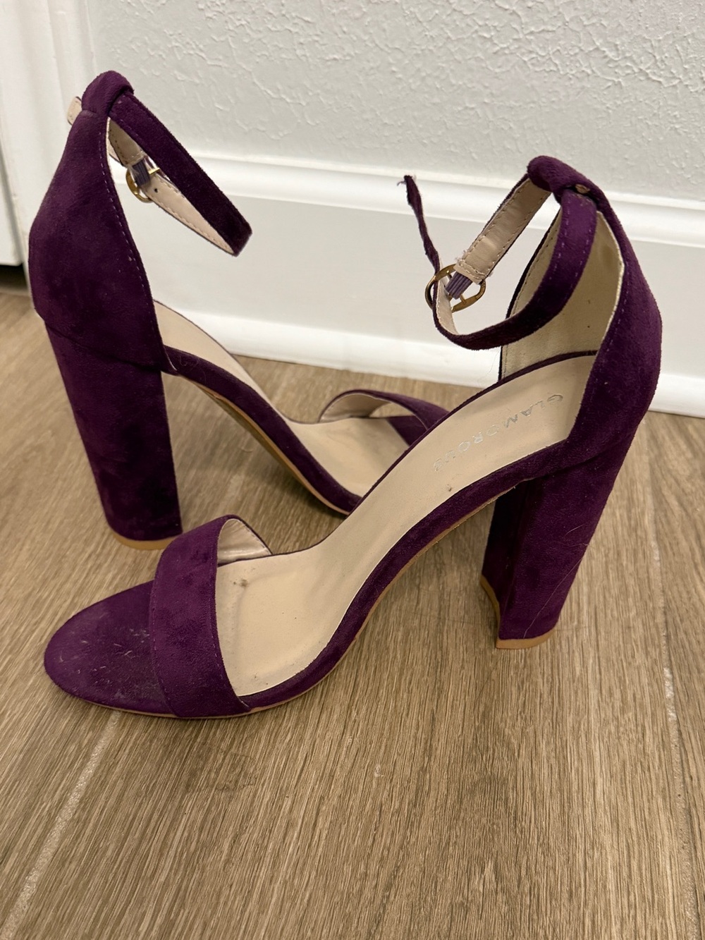 Glamorous Deep Plum Ankle-Strap Block Heels